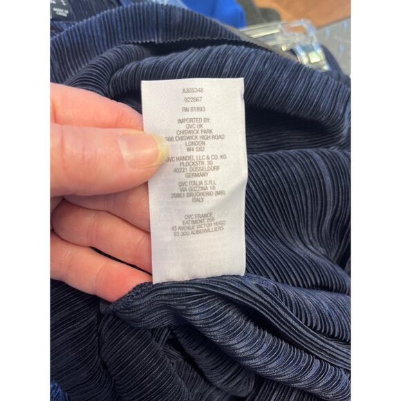 H by Halston Womens Two-Piece Navy Blue Micro Pleat Lounge Pants Set Size Medium - Picture 9 of 9